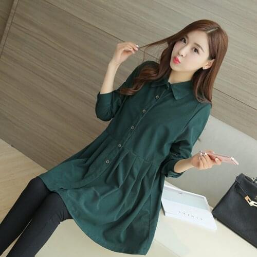 Maternity Clothing 2021 Spring Autumn Korean Fashion Blouses Clothes for Pregnant Women Pregnancy Tops Long Sleeve Solid Shirts