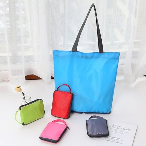 Solid Color Foldable Shopping Bag Eco Reusable Tote Oxford Fabric Casual Large-capacity Shopping Bag Home Storage Bag Supplies