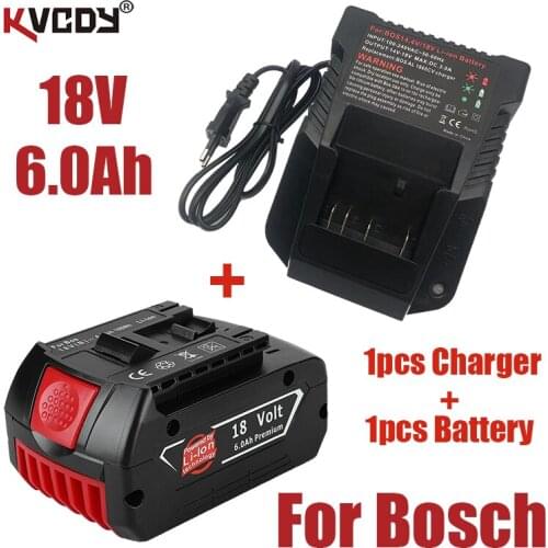 Original 18V 6000mah Rechargeable Li-ion Battery For Bosch18V Battery Backup Portable Replacement BAT609 Indicator light+Charger