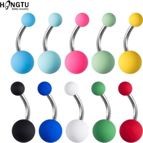 1-10PCs Colorful Acrylic Belly Bars Pircing Navel Ring Stud Women Piercing Belly Button Surgical Steel Post Sexy Piercings 14G