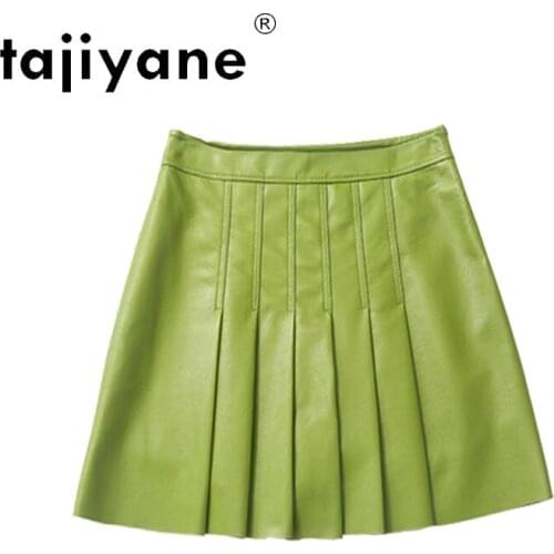 Pleated Skirts Woman Skirt Women 2021 Real Sheepskin Mini Skirt Womens Genuine Leather Skirts Cloth Mujer Faldas TN2113