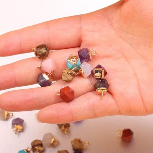 Natural Stone Crystal Pendant charm Geometric Shape Pendants for Jewelry Making Supplies DIY earring necklace accessories