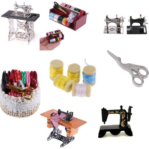 Hot 1:12 Mini Sewing Machine Simulation Home Furniture for Girl Doll House Decoration Dollhouse Miniature Accessories