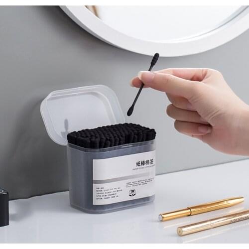 Simple Double Head Cotton Swab Portable Household Makeup Tool White Black 200PCS