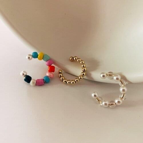 Bohemian NO Piercing Mixcolor Beaded Ear Cuff Earrings For Women Wrap Stud Clip Earrings Girl Trendy Jewelry Gifts Fake Piercing