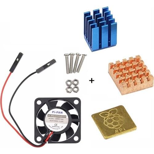 30x30x7mm Brushless CPU Cooling Fan with Heatsink Aluminum Copper Cooling Fin for Raspberry Pi 3/3 model B