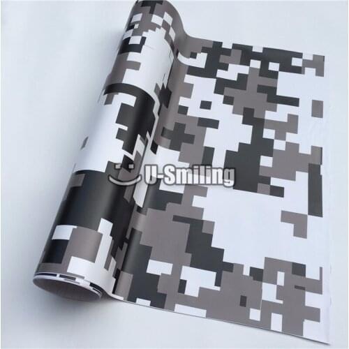 Black White Digital Camouflage Car Vinyl Wrap Film Roll Car Sticker Foil Sheet Bubble Free Bike Console Computer Laptop Skin