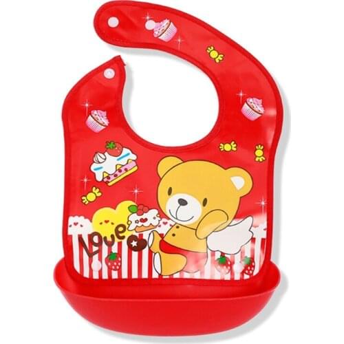 Waterproof Baby Bib Feeding Saliva Towel Newborn Cartoon Apron Adjustable Saliva Towel with Removable Food Catcher