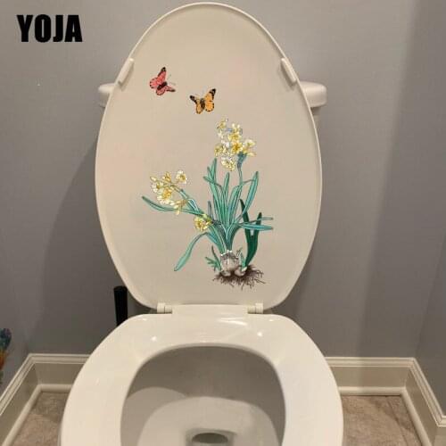 YOJA 13.4X22.8CM Chinese Painting Daffodil Classical Art Toilet WC Decor Home Wall Stickers Mural T1-1379