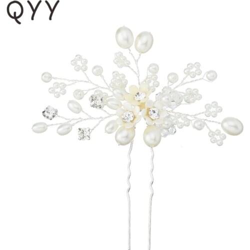 2019 Classic White Small Flowers Pearls Handmade Hairpins Wedding Hair Jewelry Accessories Women Headpieces Bridal Hair Clips