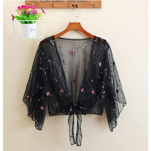 Women Long Sleeve Beach Cover Up Bathing Suit Swimsuit Floral Tops Cardigan Thin Coat Casual Party Outwear Blouse Cover Up