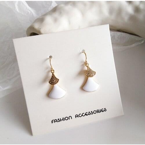 Simple Elegant Fan Shaped Clip Earrings Women Rhinestone Geometry Sector Clip on Earrings NO Pierced Ears Hole