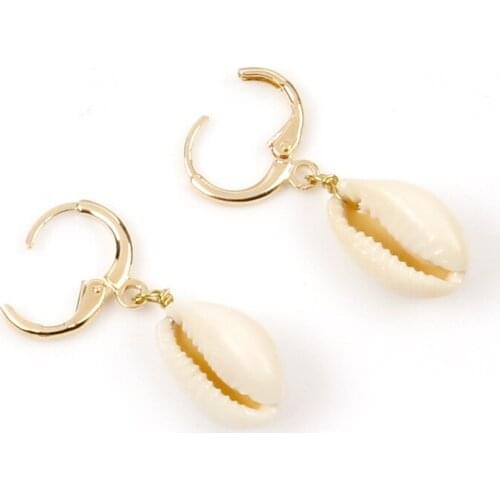 2019 Newest Natural Shell Dangle Earrings for Women Simple Style Gold Color Fashion Jewelry Metal Statement Earring Female Gift