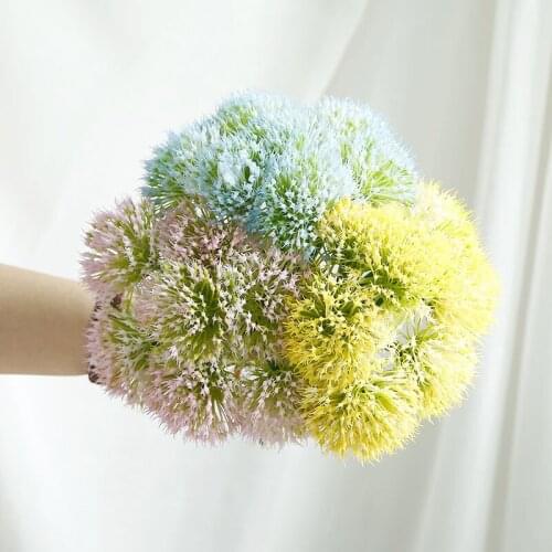 2021 Dandelion Artificial Flowers Hydrangea Bride Bouquet Wedding Decoration Fake Flowers Plants Living Room Garden Home Decor