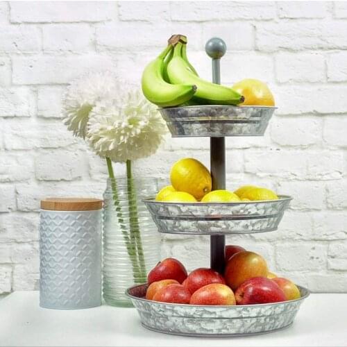 3 Tier Cake Stand Galvanized Metal Serving Tray Plant Dessert Cupcake Fruit Tiered Platter Vintage Decor for Home Party Kitchen