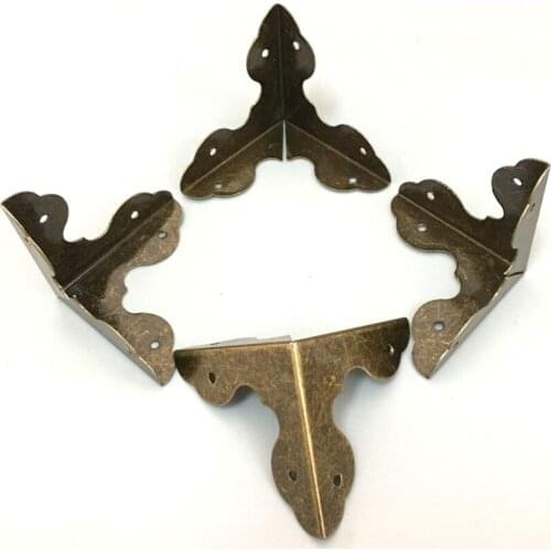 4pcs Durable Retro Bronze Metal Corner Protector f/ Box Chest Replacing Part