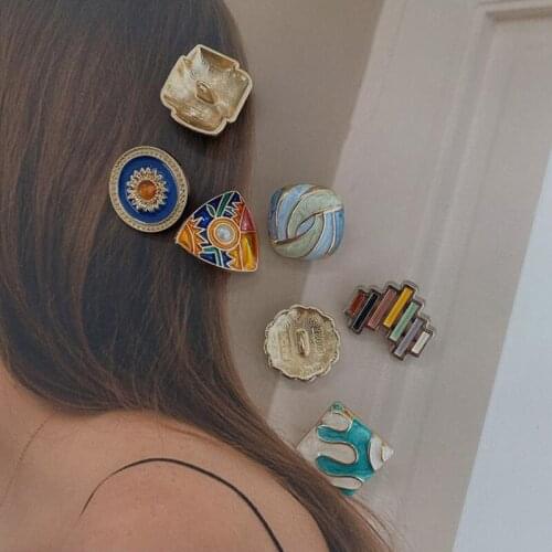 6pcs/bag retro metal buttons 16-20mm multicolor buttons golden shank pearl garment accessories sewing DIY material