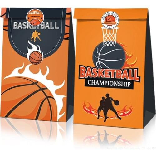 X12 Basketball Party Paper Gift Bag With X18 Stickers 150G Quality Environmental Kraft Paper Food Bag Gift Paper Packing
