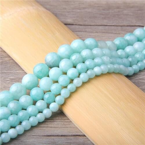 Amazonite Stone Beads Chalcedony Stone Round Loose Beads For Jewelry Making Strand 15"/Diy Bracelet