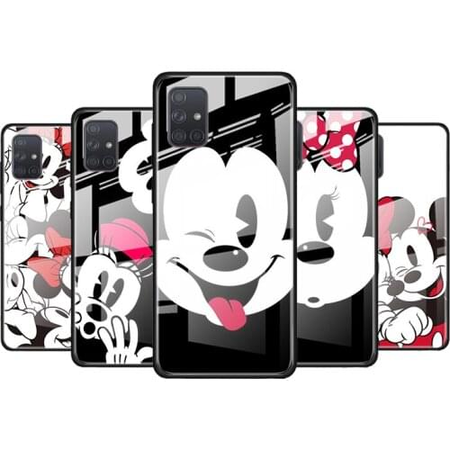 Disney Mickey and Minnie for Samsung Galaxy S21 Ultra A71 A51 4G 5G A91 A81 A41 A31 A21 A11 A01 Tempered Glass Phone Case