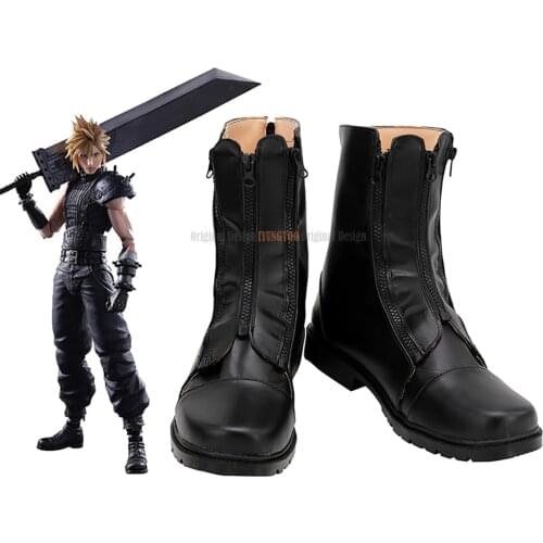 Cloud Strife Shoes Cosplay Final Fantasy Cloud Cosplay Boots Black Shoes Custom Made