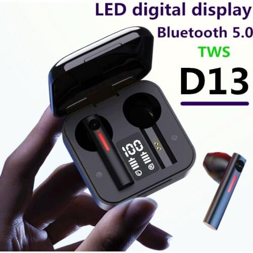D13 TWS Earphone Bluetooth Wireless Headset Waterproof Deep Bass Earbuds True Wireless Stereo Headphone With Mic Sport Earphone