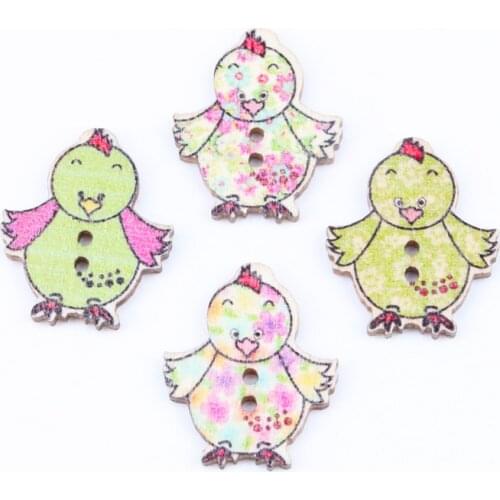 Wooden Mixed Color Chick Shape Buttons 2 Holes Handmade Clothing Accessory Sewing Scrapbooking Craft DIY 25x20mm 30pcs