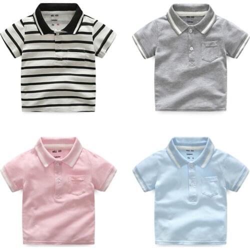 Kids Boy Polo Shirts Summer New Colorful Striped Short Sleeve Shirts Children Baby Polo Tops High Quality Kids Cotton Clothes