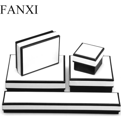 FANXI 10pcs Simplicity White Touching Paper Sponge Ring Case Pendant Organizer Long Chain Storagecase Jewelry Box