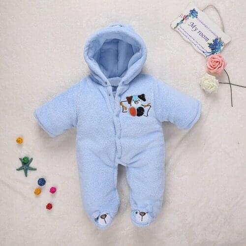 Boy and Girl Baby Cotton Romper Autumn Winter Plus Thick Full Sleeves Kids Clothes Coral Fleece Embroider Children Jumpsuits