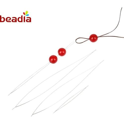New 5PCs 5.5cm 10.5cm 12.8cm Big Eye Curved Beading Needles Threading String Cord Easy Jewelry Making Tools Dull Silver Color