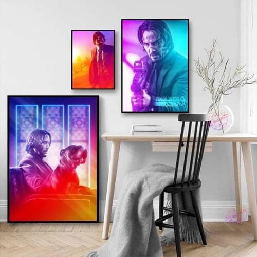 Keanu Reeves Hot Movie Star Actor John Wick Poster Art Canvas Painting Wall Home Decor quadro cuadros