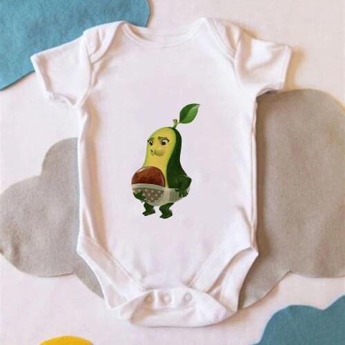 Funny Avocado Printed Pregnancy Announcement Newborn Boy Clothes Cartoon Fashion Baby Girl Bodysuits Short Sleeve Free Shipping