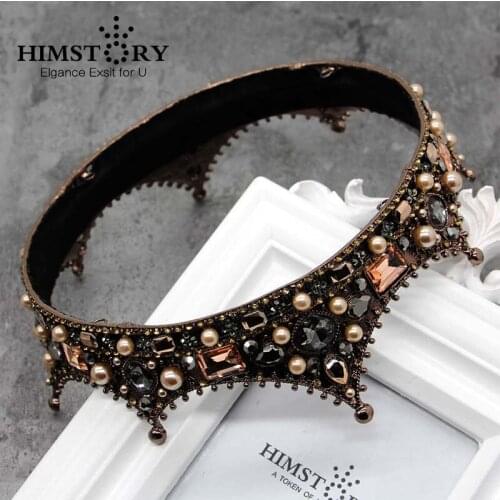 HIMSTORY High Grade Full Circle Round Pearl Hair Crowns Unisex Men Woman Bridal Tiaras Wedding Hair Accessory Hairwear