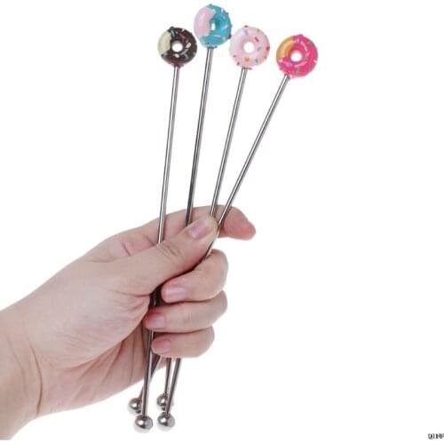 Donut Shape Stainless Steel Swizzle Stick Round Head Mixing Cocktail Coffee Stirrers Wine Drink Bar Accessories