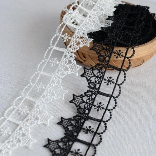 2 Meters Lace Ribbon Black White Lace Craft DIY Embroidered Water Soluble Lace Trim Fabric For Sewing Decoration 3.5cm Width