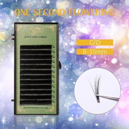Easy Fans Volume Lashes for Eyelash Extension Fast Fanning Flowering Hand Made Self-Making Auto Blooming False Eyelashes 12 Rows