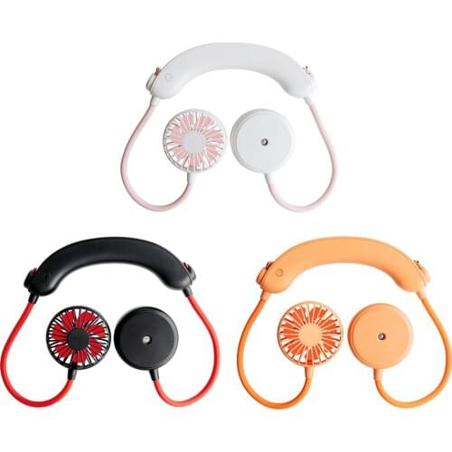 Summer Mini Hanging Neck Fan Portable USB Rechargeable Outdoor Air Cooling Fan Hands-free Neck Band Electric Fan Heat Sink