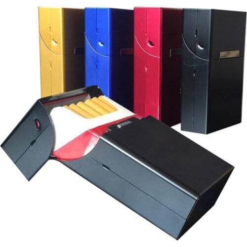 Metal Magnetic Induction Automatic Cigarette Case Multicolor Aluminium Alloy Material Cigarette Box Storage Container 10pcs/lot