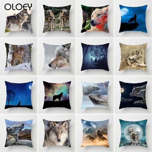 Natural Animal Pillowcase Wolf Dog Soft Throw Pillow Cover Decorative Pillow Case Home Hotel Put on Backrest Decoration Unique