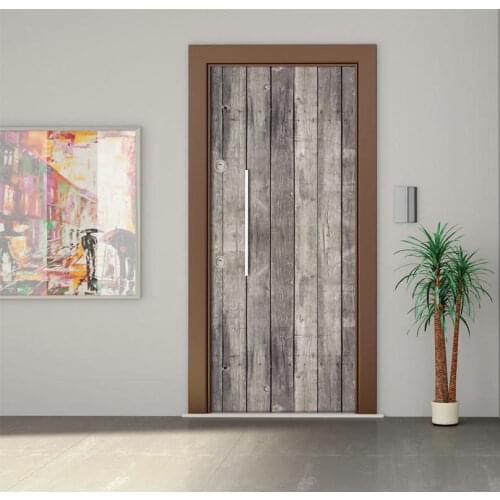 DIY 3D Wall Sticker Mural Bedroom Home Decor Poster PVC Grey wood pattern Waterproof Door Sticker Decal 77*200cm