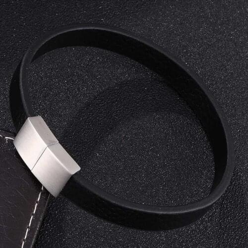 New Classic Black/Brown Leather Bracelet Men Women Fashion Jewelry Magnetic Buckle Simple Bracelets Pulsera Masculina ST0396