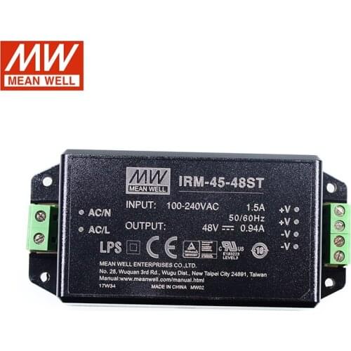 MEAN WELL IRM-45-48ST 45W Screw Terminal Encapsulated Power Module 110V/220V AC to 48V DC 0.94A 45W Meanwell Module Power Supply