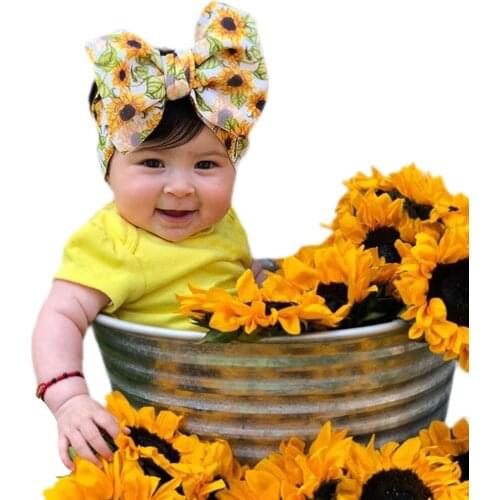 Baby Newborn Baby Princess Print Bow Knot Headband Infant Toddler Girl Soft Elastic Nylon Headwear Cute Headwraps Accessories