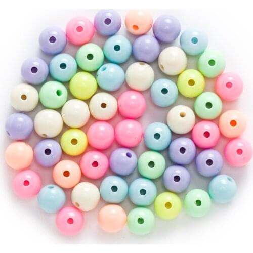 Random Mixed Candy Color Acrylic Round Women Children DIY Bracelet Necklace Spacer Beads Findings Jewelry Making 8-14mm