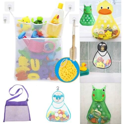 Bath Toys Kids Baby Tidy Storage Suction Cup Bag Bathroom Bathtub Doll Hanging bag Bath Toy Basket Mesh Storage Bag Water toy