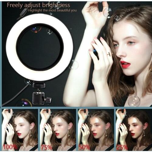 6" 16cm Photography Dimmable LED Selfie Ring Light Studio Video Live 3200-5500k Camera Phone Photo Lamp With USB Plug Tripod