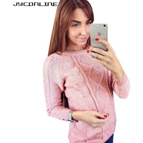 JYConline Autumn Knitted Sweater Women Pullovers Long Sleeve Women Knitwear Twisted Sweaters Female Pullover Jumper Round Neck