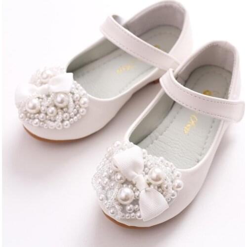 Child Dress Leather Shoes For School Girls Fashion Flowers Beaded Bow Princess Wedding Party Shoes 2 3 4 5 6 7 8 9 10 11 12 Year