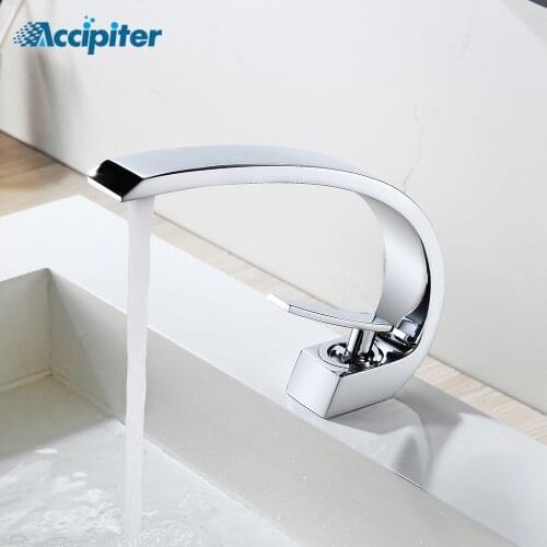 Bathroom Modern Basin Faucet Deck Mounted Single Holder Single Hole Tap Brass Wash Basin Crane Hot & Cold Mixer Faucets